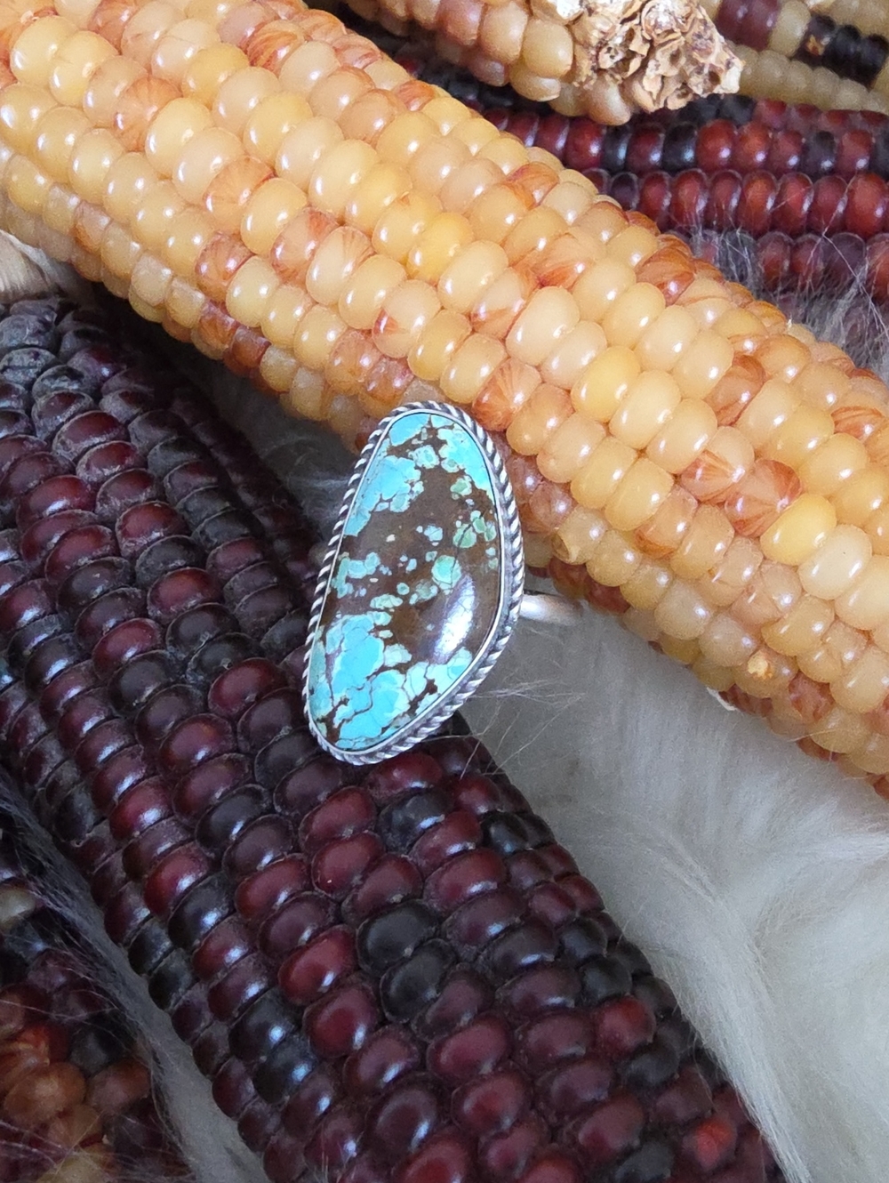 Gorgeous NWOT Native American Navajo Rare #8 Mine Turquoise Ring 🩵🤎🎁